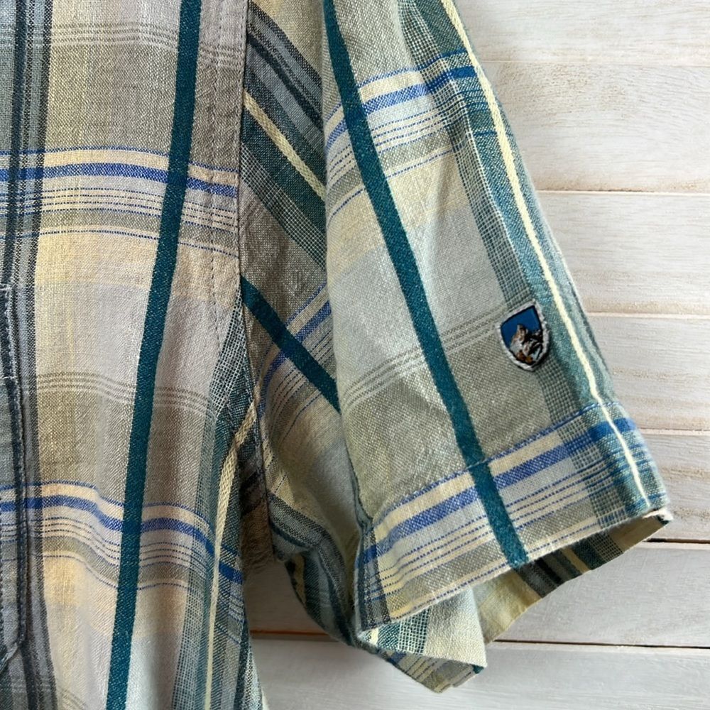 Kuhl Linen Cotton Blend Plaid Camp Shirt Medium - Picture 2 of 8